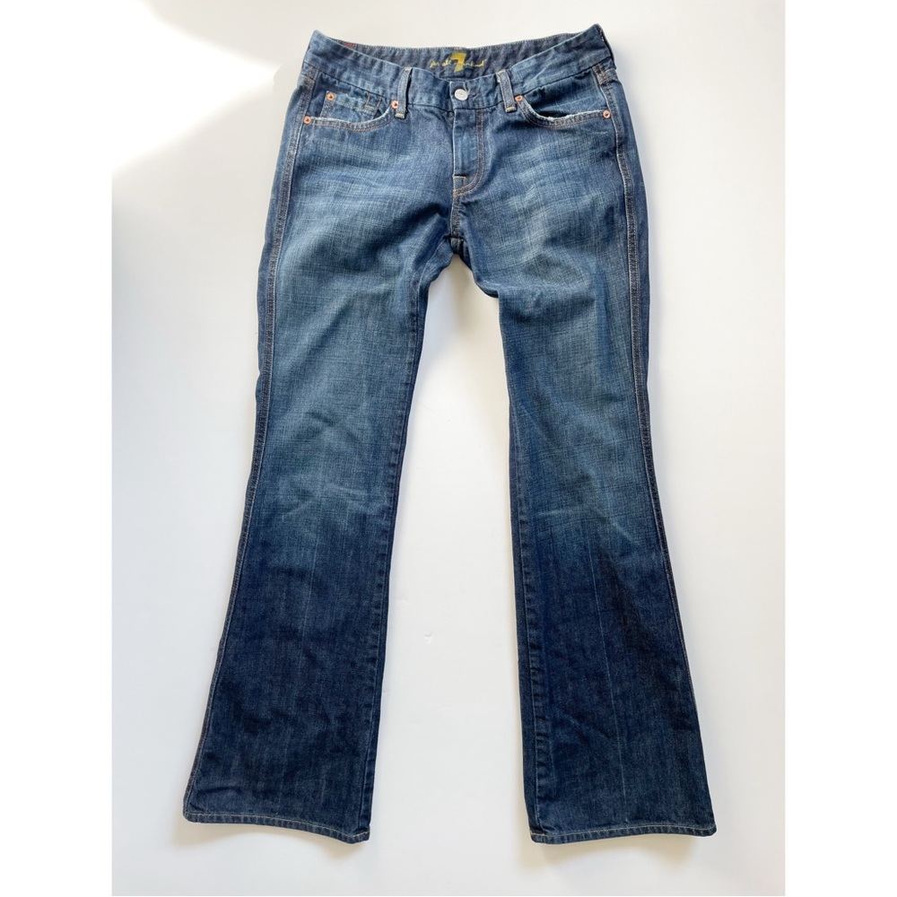 VTG Y2K 7 For All Mankind Low Rise Boot Cut Flare Dark Wash Jeans